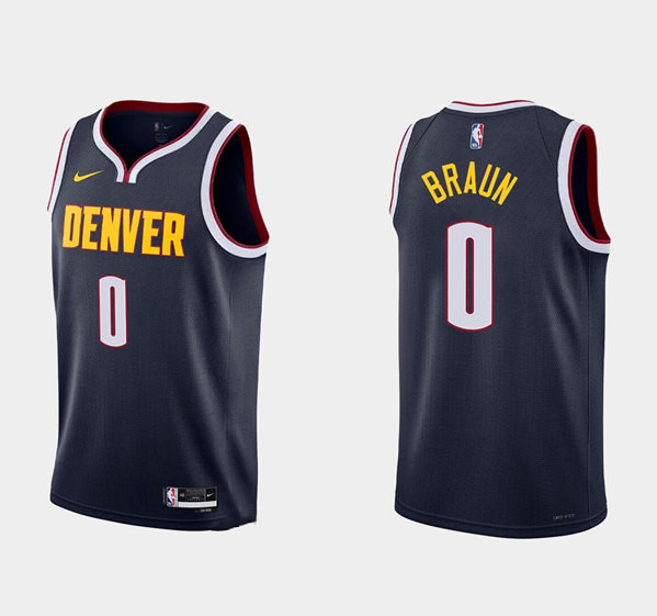 Men's Denver Nuggets #0 Christian Braun 2022 Navy Icon Edition Stitched Jersey - Click Image to Close